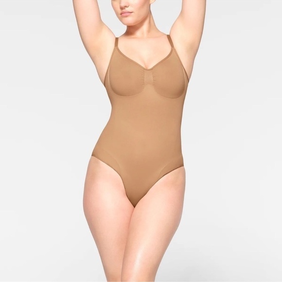 Skims Seamless Sculpt Brief Bodysuit Ochre Brown Tan Color Size Small Medium - Picture 1 of 6